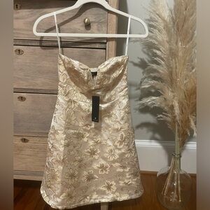 Lulus gold strapless mini dress